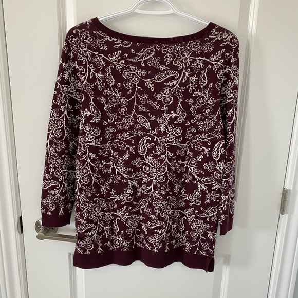 LOFT Burgundy Printed Sweater - Picture 2 of 4